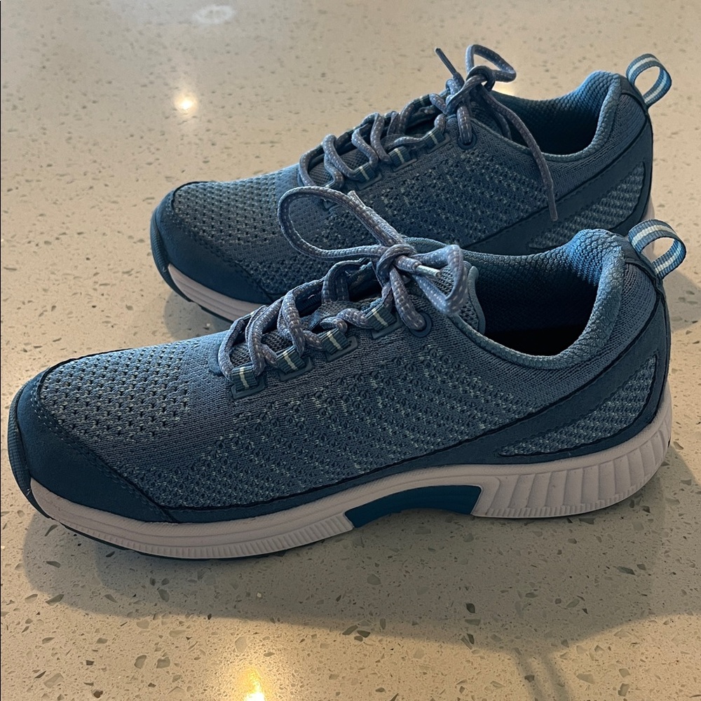 Ortho Feet Ladies Blue Knit Lace-Up Sneakers - Picture 10 of 11